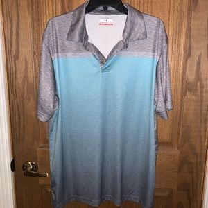 Men’s Grand Slam polo golf shirt, hombre gradual color change‎ gray aqua blue XL